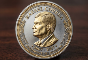 Debate sobre Rafael Correa en una moneda ecuatoriana