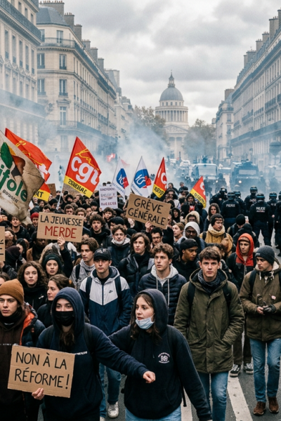 Estudiantes protestan en Francia contra recortes y falta de profesores