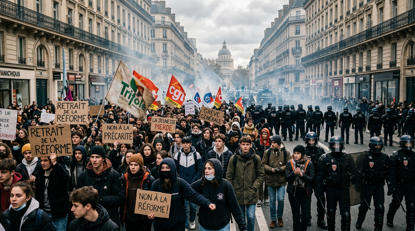 Estudiantes protestan en Francia contra recortes y falta de profesores